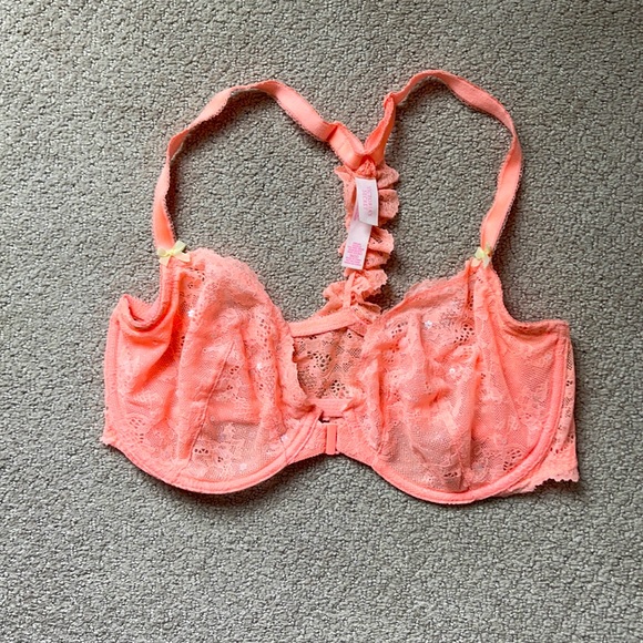 Victoria’s Secret Neon Orange Lace Bra - Picture 1 of 3